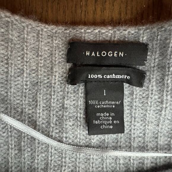 Halogen Cashmere Bell Sleeve Pullover Sweater Light Gray Cozy Fall Size L - Picture 3 of 3